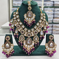 Rajwadi Collection Elegant Kundan Pearl And Beads Necklace Set