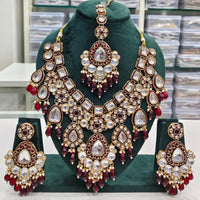 Rajwadi Collection Elegant Kundan Pearl And Beads Necklace Set