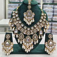 Rajwadi Collection Elegant Kundan Pearl And Beads Necklace Set