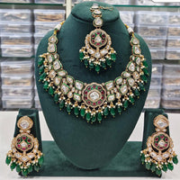 Rajwadi Collection Elegant Kundan And Pota Stone Beads Necklace Set