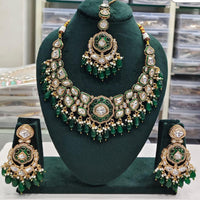 Rajwadi Collection Elegant Kundan And Pota Stone Beads Necklace Set