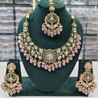 Rajwadi Collection Elegant Kundan And Pota Stone Beads Necklace Set