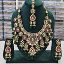 Rajwadi Collection Elegant Kundan And Pota Stone Beads Meenakari Necklace Set