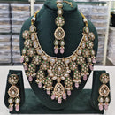 Rajwadi Collection Elegant Kundan And Pota Stone Beads Meenakari Necklace Set