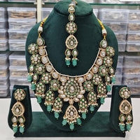 Rajwadi Collection Elegant Kundan And Pota Stone Beads Meenakari Necklace Set