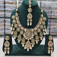 Rajwadi Collection Elegant Kundan And Pota Stone Beads Meenakari Necklace Set