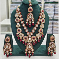 Rajwadi Collection Elegant Kundan And Pota Stone Beads Meenakari Necklace Set