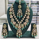 Rajwadi Collection Elegant Kundan And Pota Stone Beads Meenakari Necklace Set
