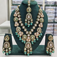 Rajwadi Collection Elegant Kundan And Pota Stone Beads Meenakari Necklace Set