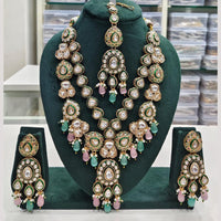 Rajwadi Collection Elegant Kundan And Pota Stone Beads Meenakari Necklace Set