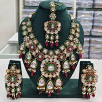 Rajwadi Collection Elegant Kundan And Pota Stone Beads Meenakari Necklace Set