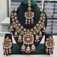 Rajwadi Collection Elegant Kundan And Pota Stone Beads Meenakari Necklace Set