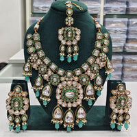 Rajwadi Collection Elegant Kundan And Pota Stone Beads Meenakari Necklace Set