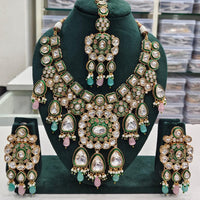 Rajwadi Collection Elegant Kundan And Pota Stone Beads Meenakari Necklace Set