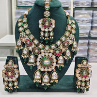 Rajwadi Collection Elegant Kundan And Pota Stone Beads Meenakari Necklace Set
