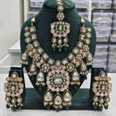 Rajwadi Collection Elegant Kundan And Pota Stone Beads Meenakari Necklace Set