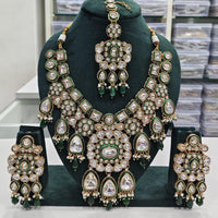 Rajwadi Collection Elegant Kundan And Pota Stone Beads Meenakari Necklace Set