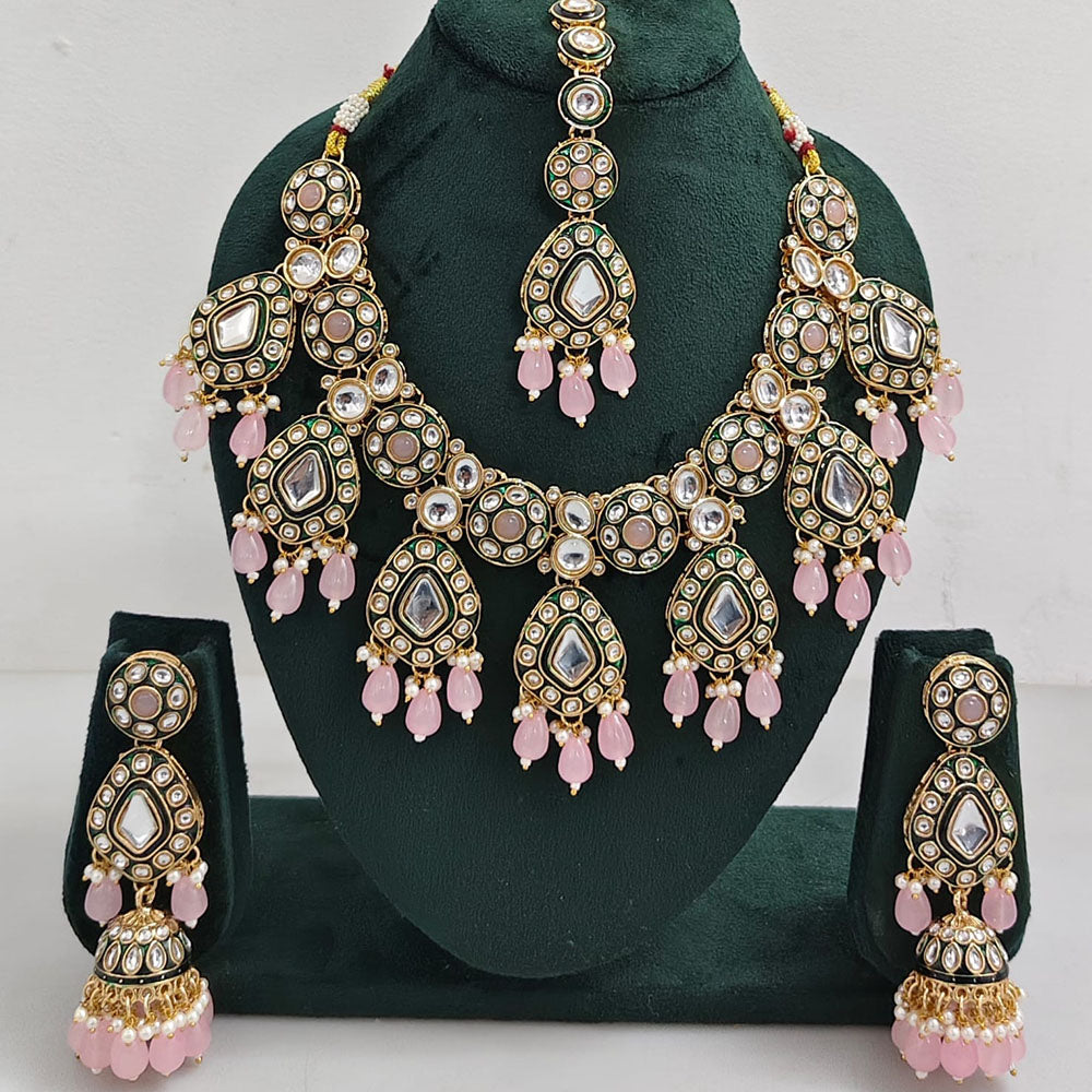 Rajwadi Collection Kundan And Beads Necklace Set