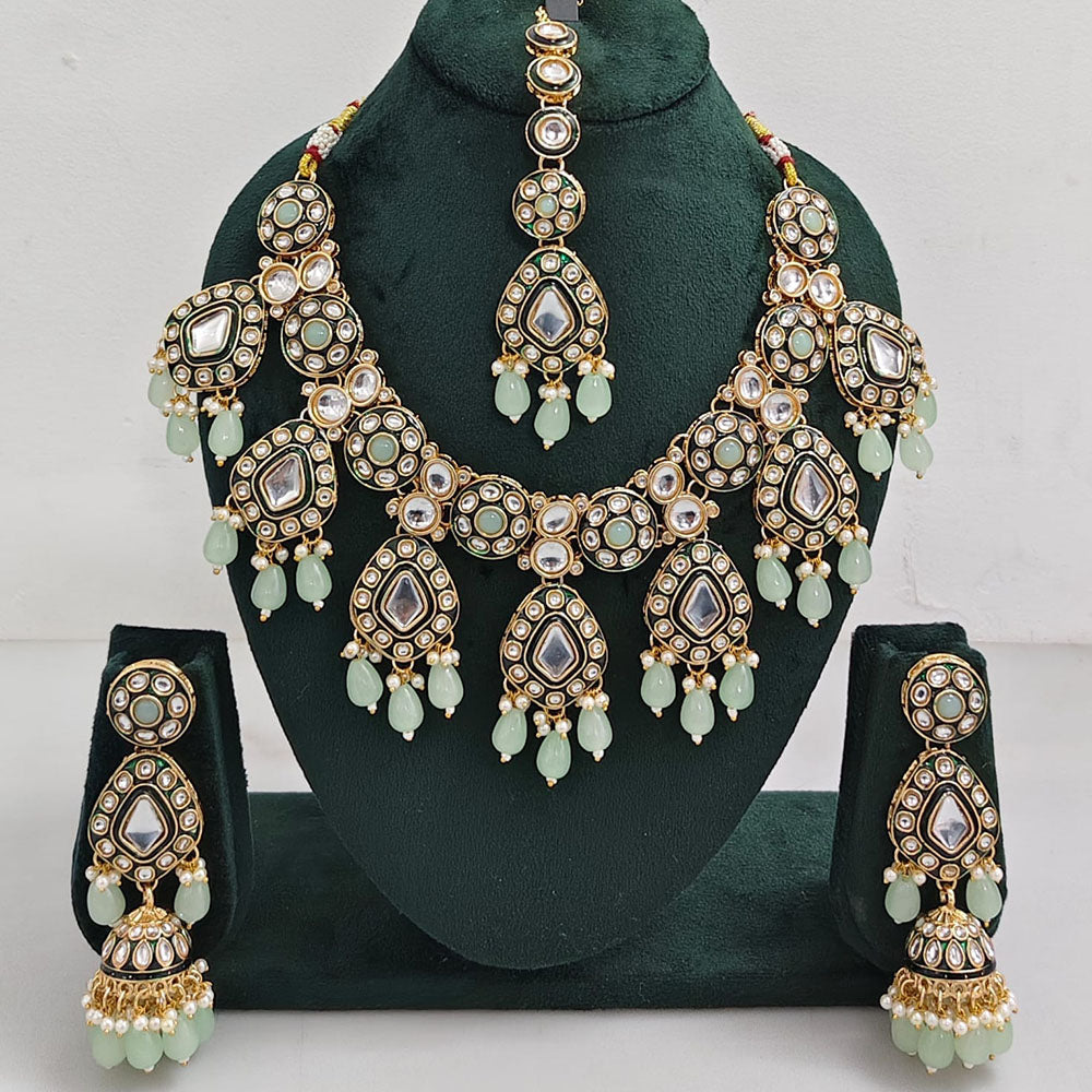 Rajwadi Collection Kundan And Beads Necklace Set