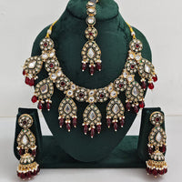 Rajwadi Collection Kundan And Beads Necklace Set
