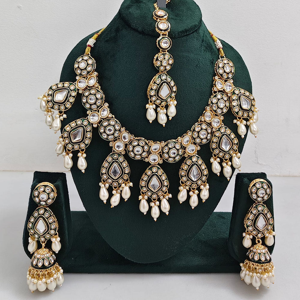 Rajwadi Collection Kundan And Beads Necklace Set