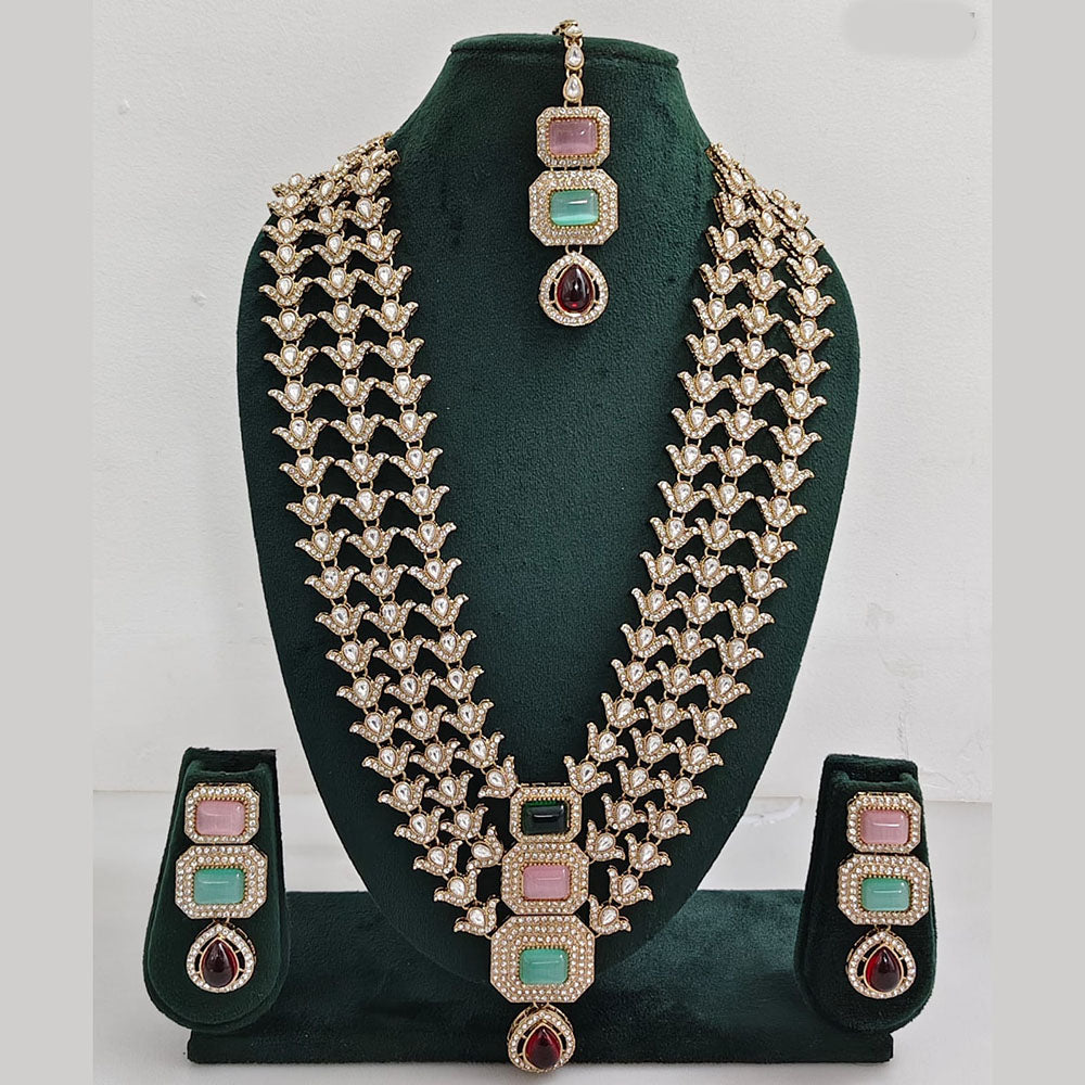 Rajwadi Collection Kundan Multi Layer Long Necklace Set
