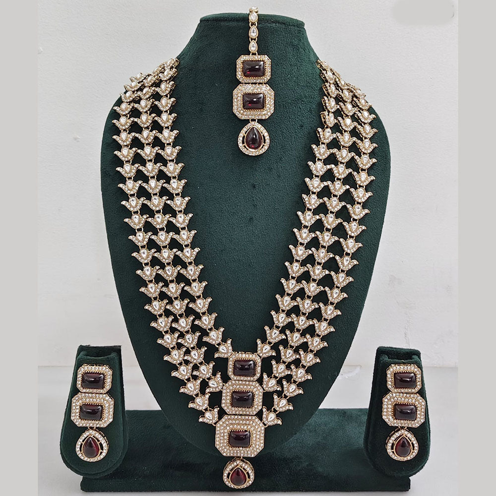 Rajwadi Collection Kundan Multi Layer Long Necklace Set