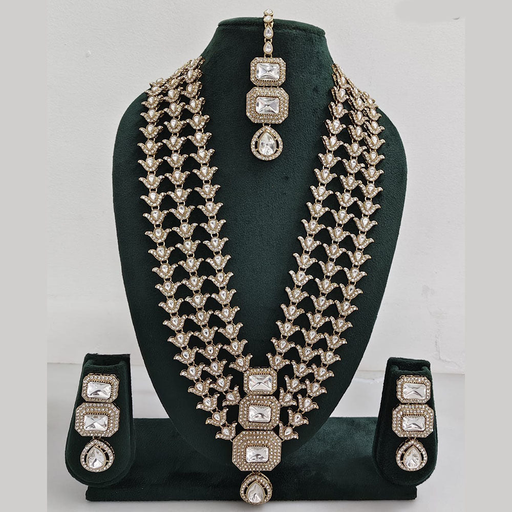 Rajwadi Collection Kundan Multi Layer Long Necklace Set