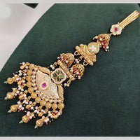 Rajwadi Collection Pota Stone Pearl And Beads Mangtikka