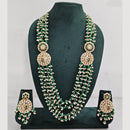 Rajwadi Collection Pearl Detaling Kundan Multi Layer Long Necklace Set