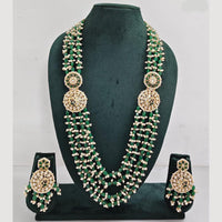 Rajwadi Collection Pearl Detaling Kundan Multi Layer Long Necklace Set
