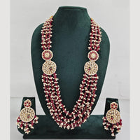 Rajwadi Collection Pearl Detaling Kundan Multi Layer Long Necklace Set