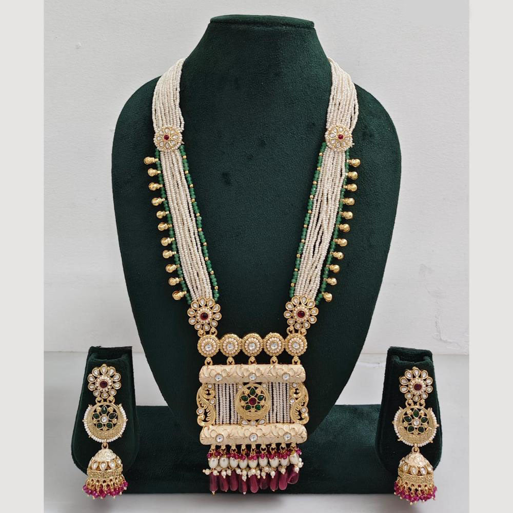 Rajwadi Collection Pearl Detaling  Long Necklace Set