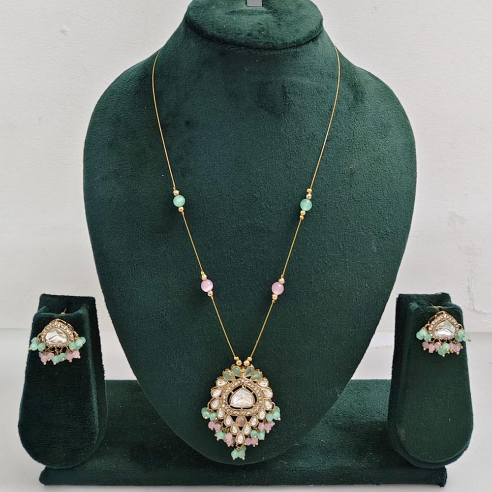 Rajwadi Collection Royal Austrian Stone And Beaded Long Necklace Set