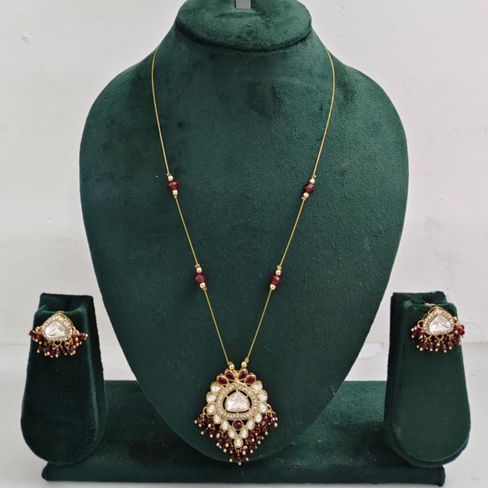 Rajwadi Collection Royal Austrian Stone And Beaded Long Necklace Set