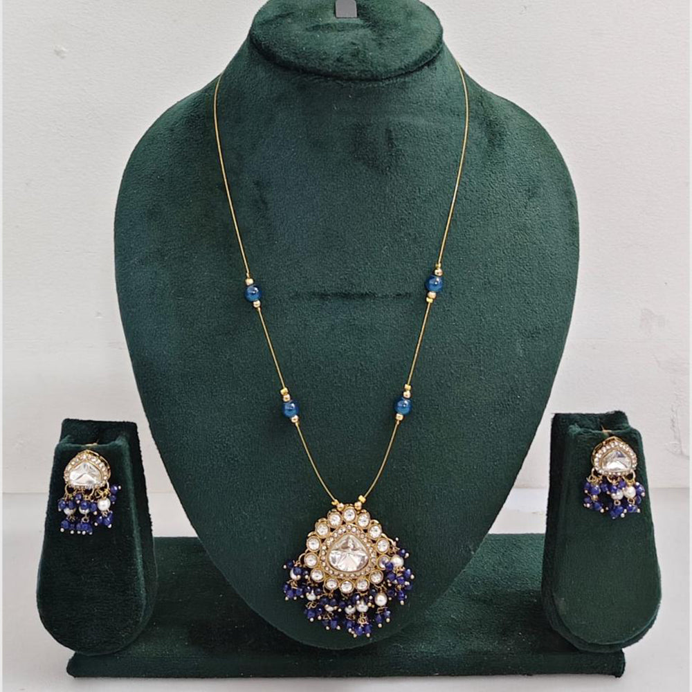 Rajwadi Collection Royal Austrian Stone And Beaded Long Necklace Set