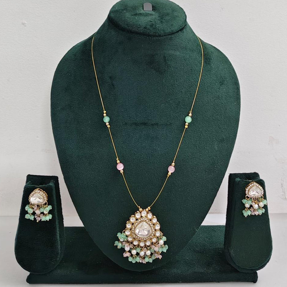 Rajwadi Collection Royal Austrian Stone And Beaded Long Necklace Set