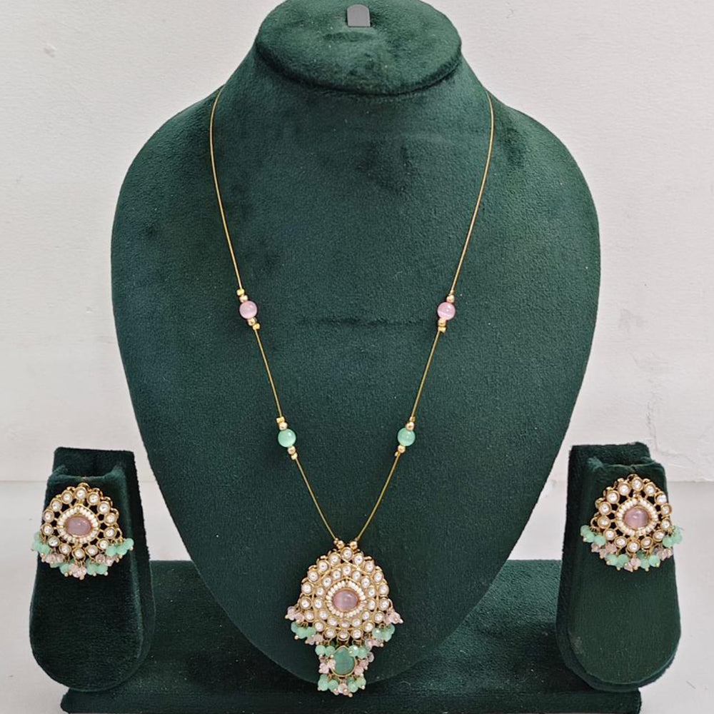 Rajwadi Collection Royal Austrian Stone And Beaded Long Necklace Set