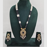 Rajwadi Collection Royal Kundan Stone And Beaded Long Necklace Set