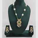 Rajwadi Collection Royal Kundan Stone And Beaded Long Necklace Set