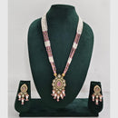 Rajwadi Collection Royal Kundan Stone And Beaded Long Necklace Set