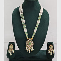 Rajwadi Collection Royal Kundan Stone And Beaded Long Necklace Set