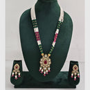 Rajwadi Collection Royal Kundan Stone And Beaded Long Necklace Set
