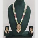 Rajwadi Collection Royal Kundan Stone And Beaded Long Necklace Set