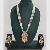 Rajwadi Collection Royal Kundan Stone And Beaded Long Necklace Set