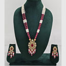 Rajwadi Collection Royal Kundan Stone And Beaded Long Necklace Set