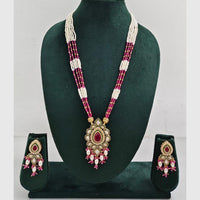 Rajwadi Collection Royal Kundan Stone And Beaded Long Necklace Set