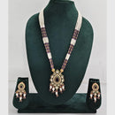Rajwadi Collection Royal Kundan Stone And Beaded Long Necklace Set