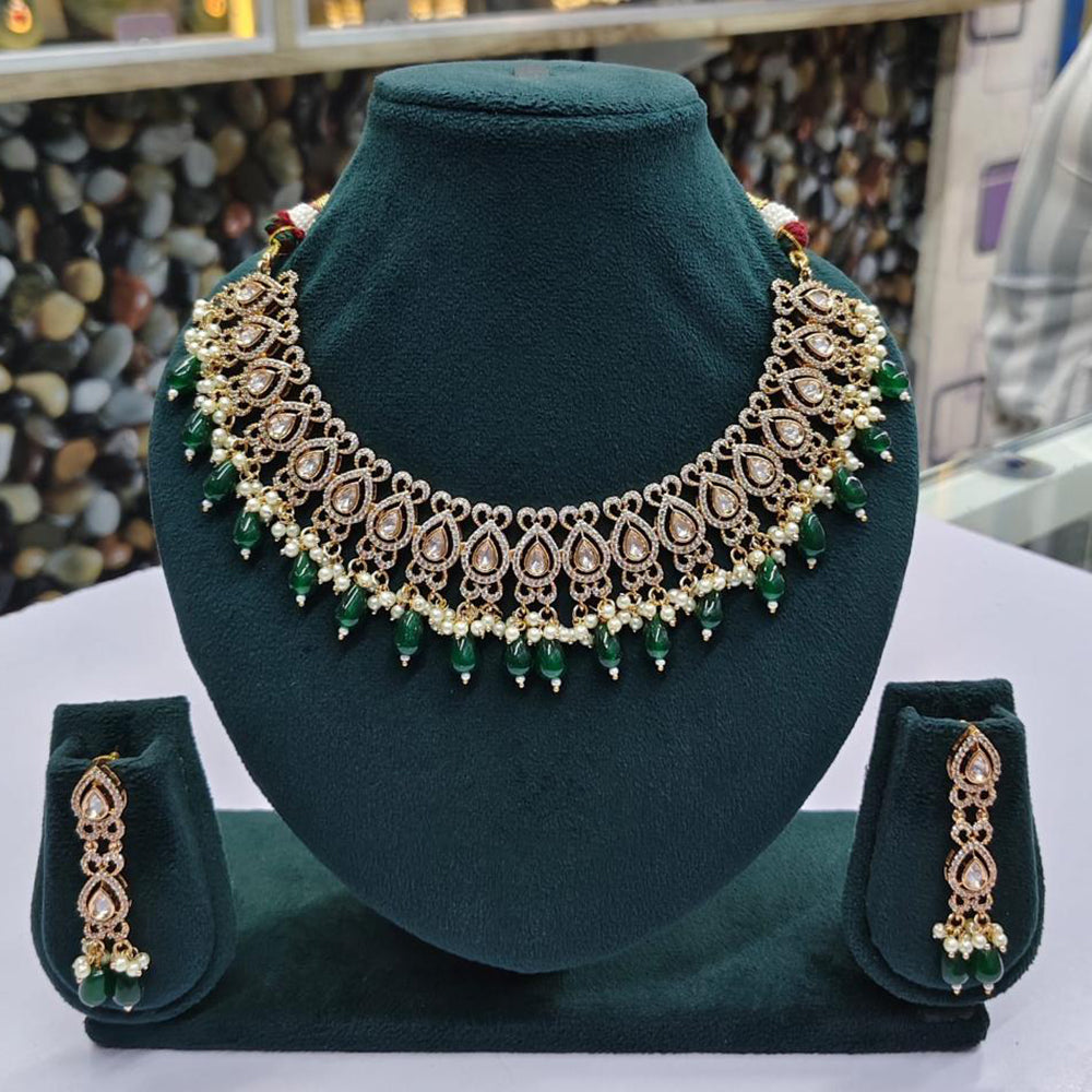 Rajwadi Collection Designer Kundan And Austrian Pearl Necklace Set