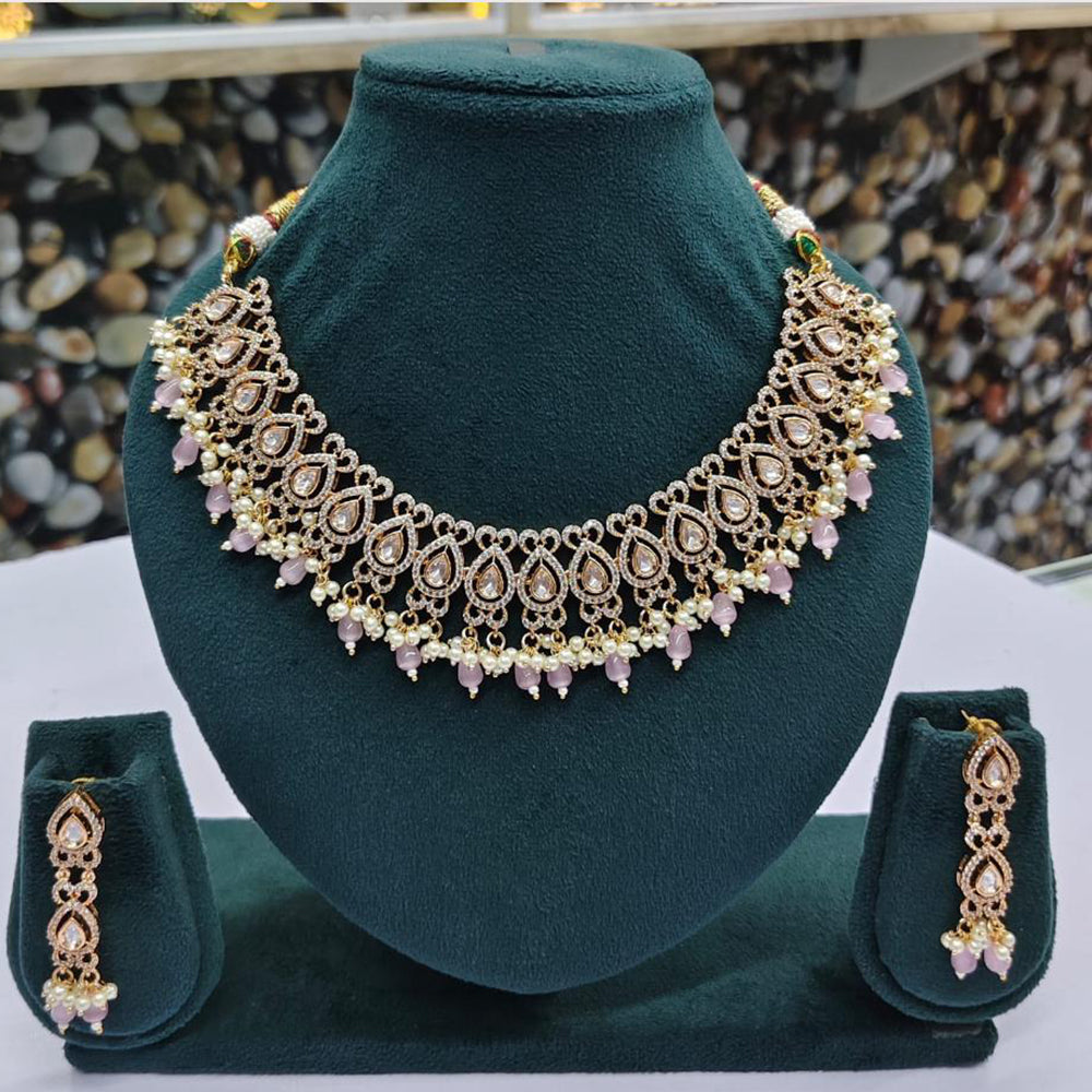 Rajwadi Collection Designer Kundan And Austrian Pearl Necklace Set